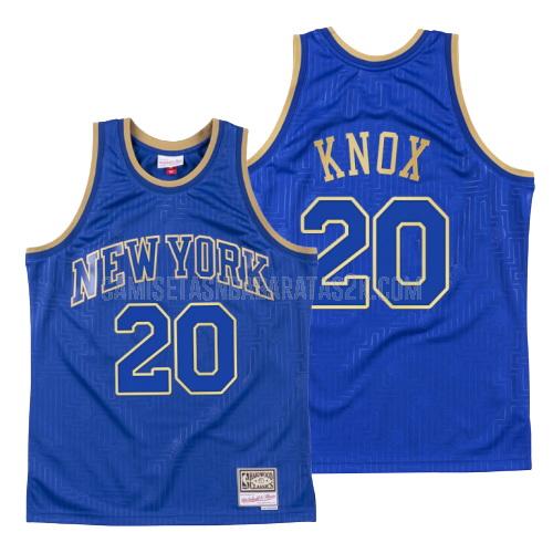 camiseta new york knicks de la kevin knox 20 hombres azul throwback 2020