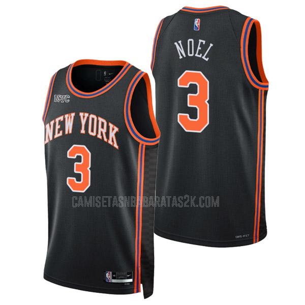 camiseta new york knicks de la nerlens noel 3 hombres negro 75 aniversario city edition 2021-22