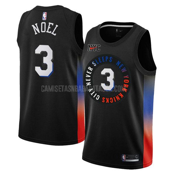 camiseta new york knicks de la nerlens noel 3 hombres negro city edition 2020-21