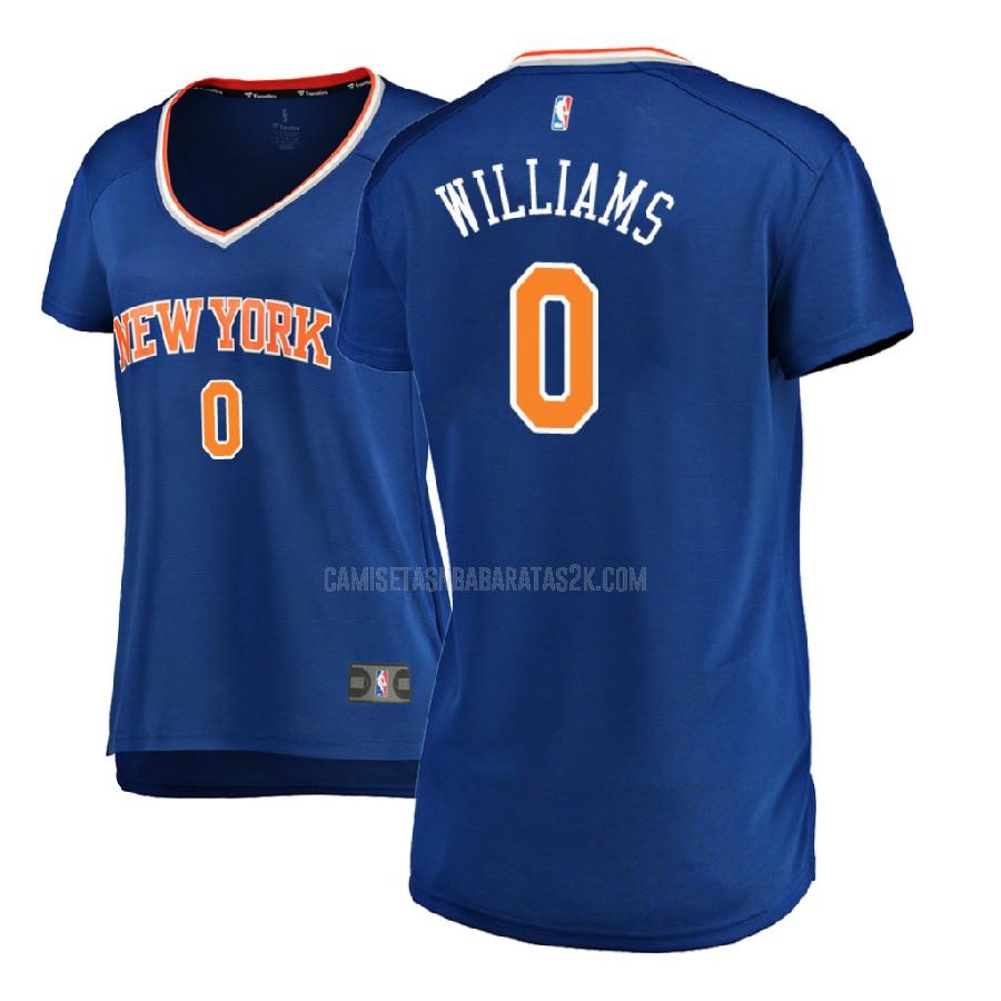 camiseta new york knicks de la troy williams 0 mujer azul icon 2017-18