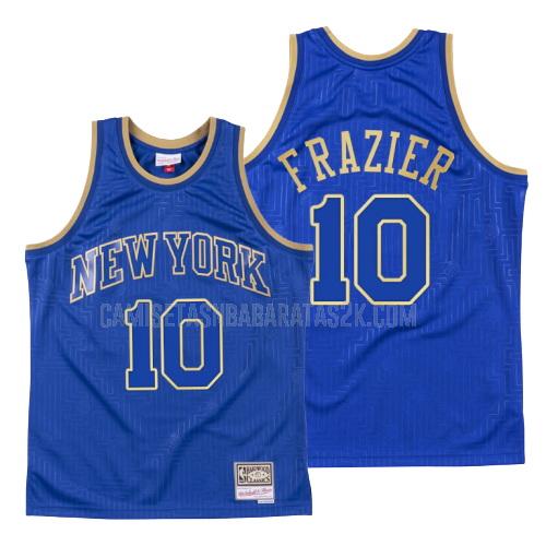 camiseta new york knicks de la walter frazier 10 hombres azul throwback 2020
