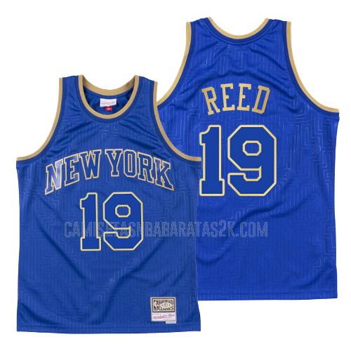 camiseta new york knicks de la willis reed 19 hombres azul throwback 2020