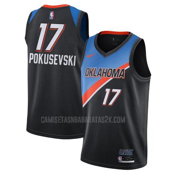camiseta oklahoma city thunder de la aleksej pokusevski 17 hombres negro city edition 2020-21