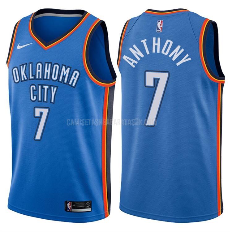 camiseta oklahoma city thunder de la carmelo anthony 7 hombres azul icon 2017-18