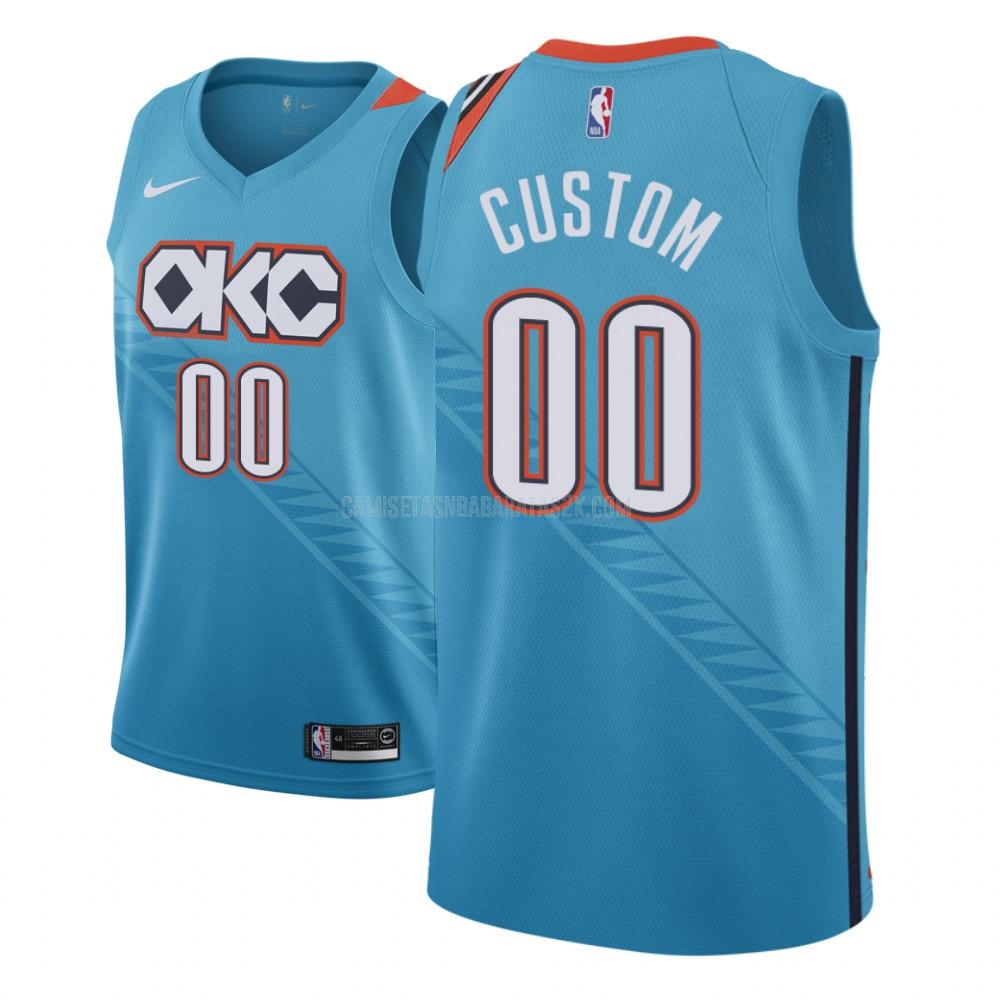 camiseta oklahoma city thunder de la custom hombres azul edición city