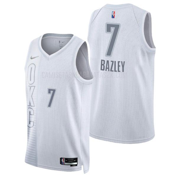 camiseta oklahoma city thunder de la darius bazley 7 hombres blanco 75 aniversario city edition 2021-22