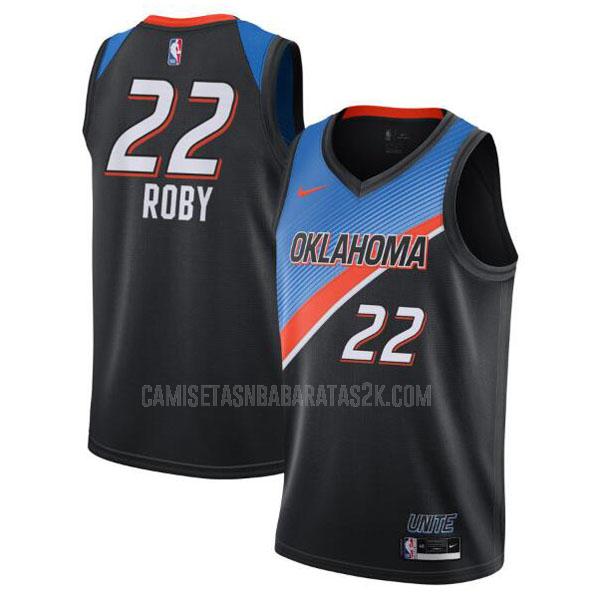 camiseta oklahoma city thunder de la isaiah roby 22 hombres negro city edition 2020-21