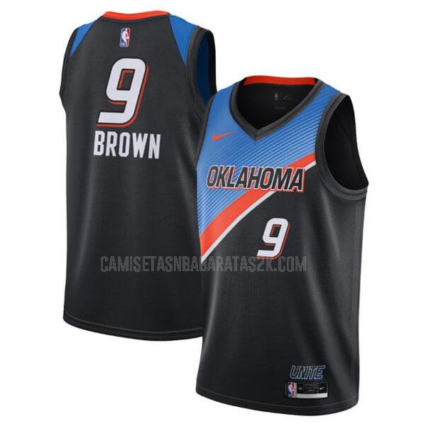 camiseta oklahoma city thunder de la moses brown 9 hombres negro city edition 2020-21