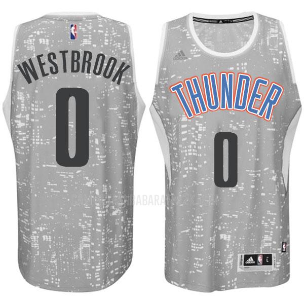 camiseta oklahoma city thunder de la russell westbrook 0 hombres gris edición city