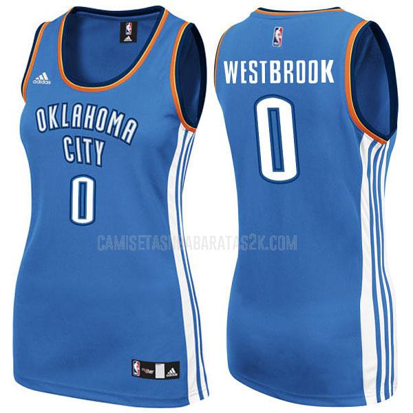 camiseta oklahoma city thunder de la russell westbrook 0 mujer azul clásico