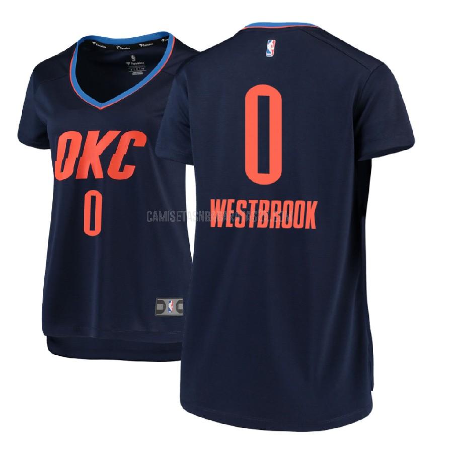camiseta oklahoma city thunder de la russell westbrook 0 mujer azul marino statement 2017-18