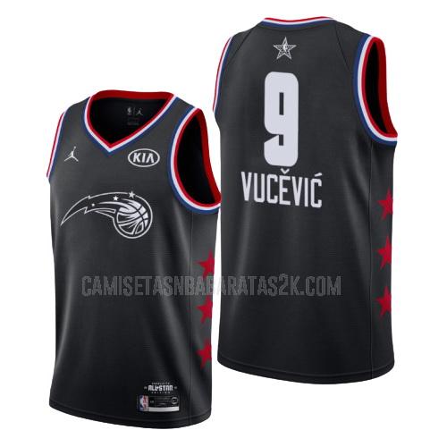 camiseta orlando magic de la nikola vucevic 9 hombres negro nba all-star 2019