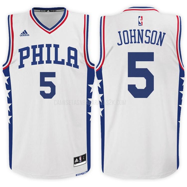 camiseta philadelphia 76ers de la amir johnson 5 hombres blanco 1ª equipación