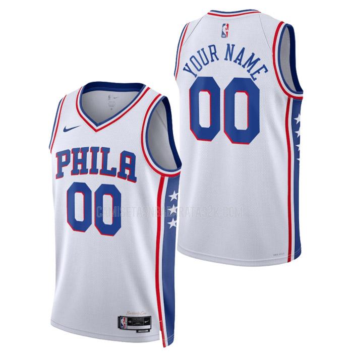 camiseta philadelphia 76ers de la custom hombre blanco association edition 2023