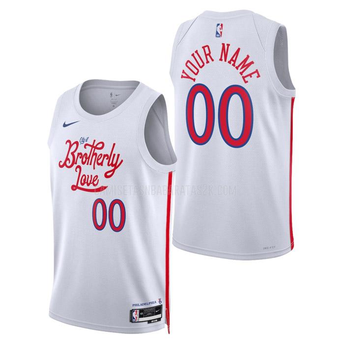 camiseta philadelphia 76ers de la custom hombre blanco city edition 2023