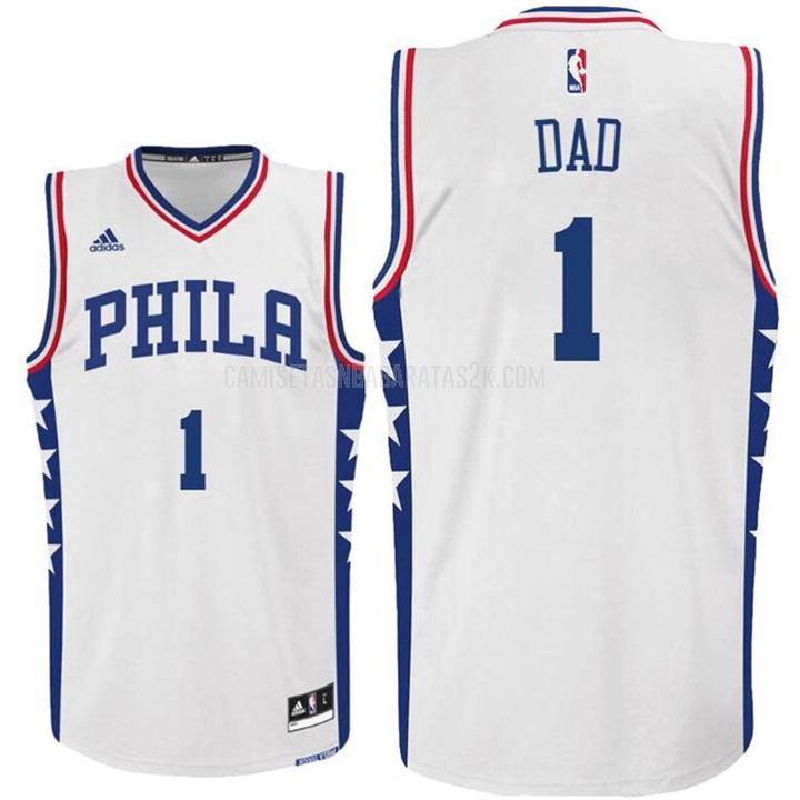 camiseta philadelphia 76ers de la dad 1 hombres blanco dia del padre