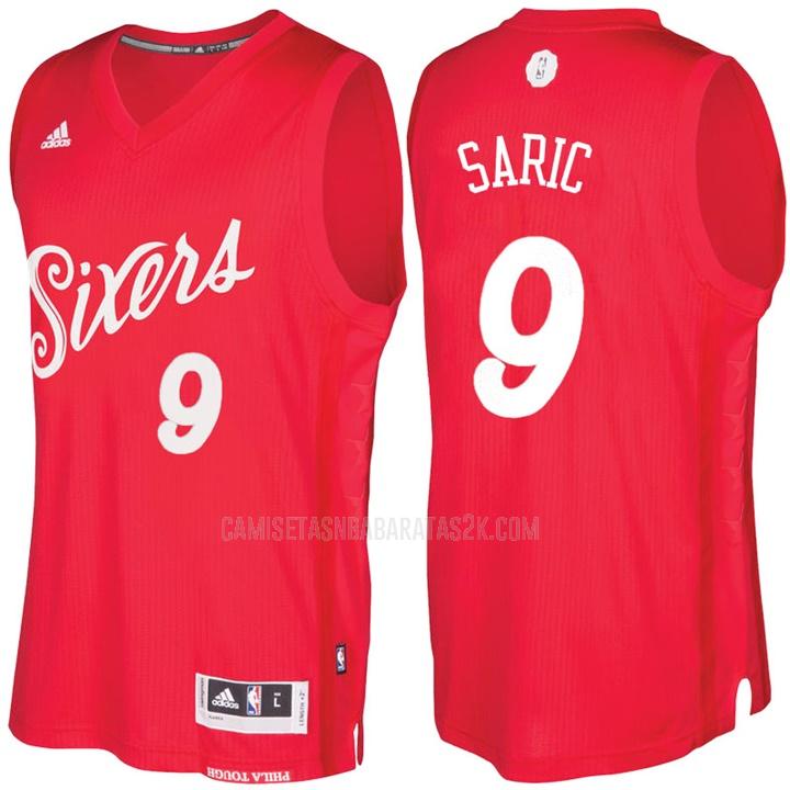 camiseta philadelphia 76ers de la dario saric 9 hombres rojo día de navidad 2016-17