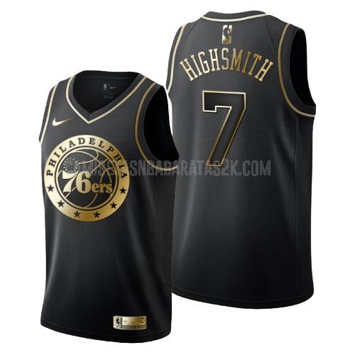 camiseta philadelphia 76ers de la haywood highsmith 7 hombres negro edición dorada