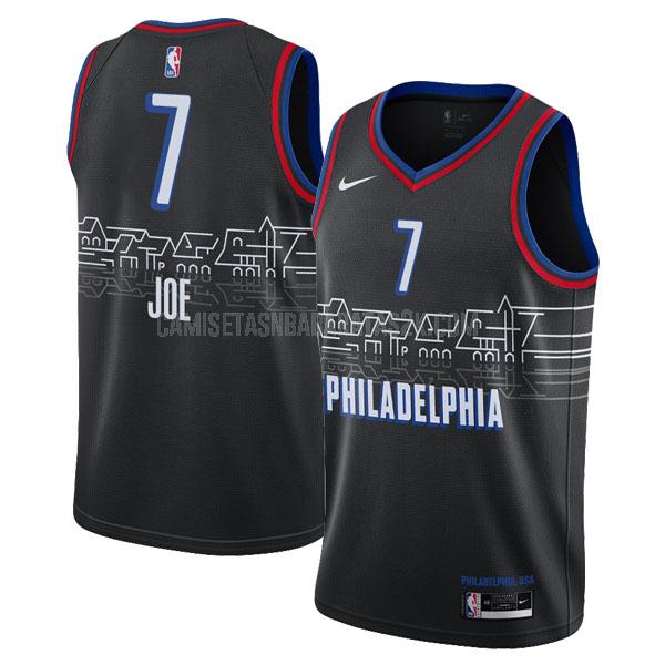 camiseta philadelphia 76ers de la isaiah joe 7 hombres negro city edition 2020-21