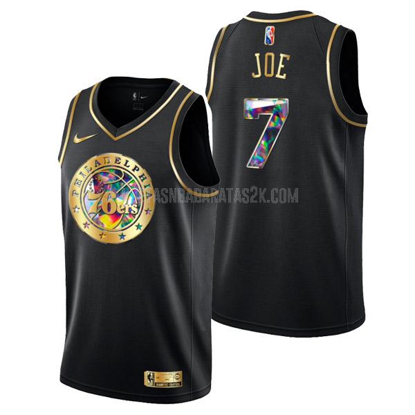 camiseta philadelphia 76ers de la isaiah joe 7 hombres negro golden edition diamond logo 2022