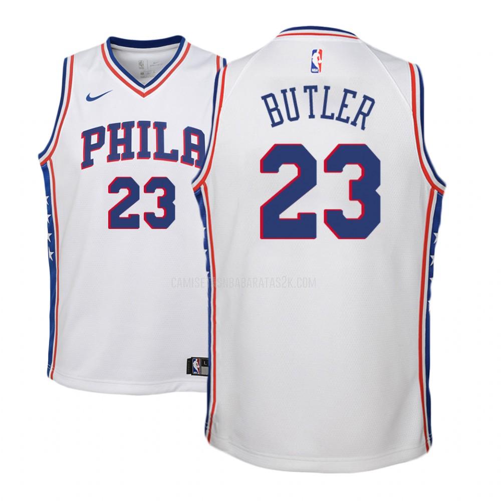 camiseta philadelphia 76ers de la jimmy butler 23 niños blanco association