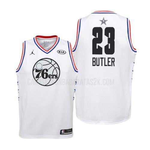 camiseta philadelphia 76ers de la jimmy butler 23 niños blanco nba all-star 2019