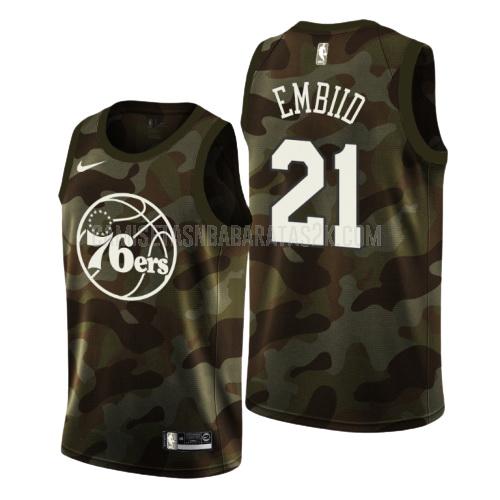 camiseta philadelphia 76ers de la joel embiid 21 hombres camuflaje día conmemorativo 2019