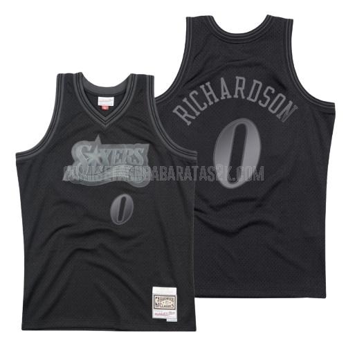 camiseta philadelphia 76ers de la josh richardson 0 hombres negro hardwood classics