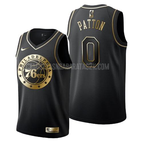 camiseta philadelphia 76ers de la justin patton 0 hombres negro edición dorada