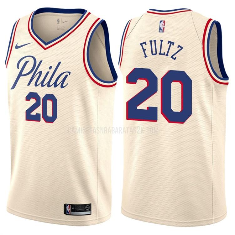camiseta philadelphia 76ers de la markelle fultz 20 hombres color crema edición city