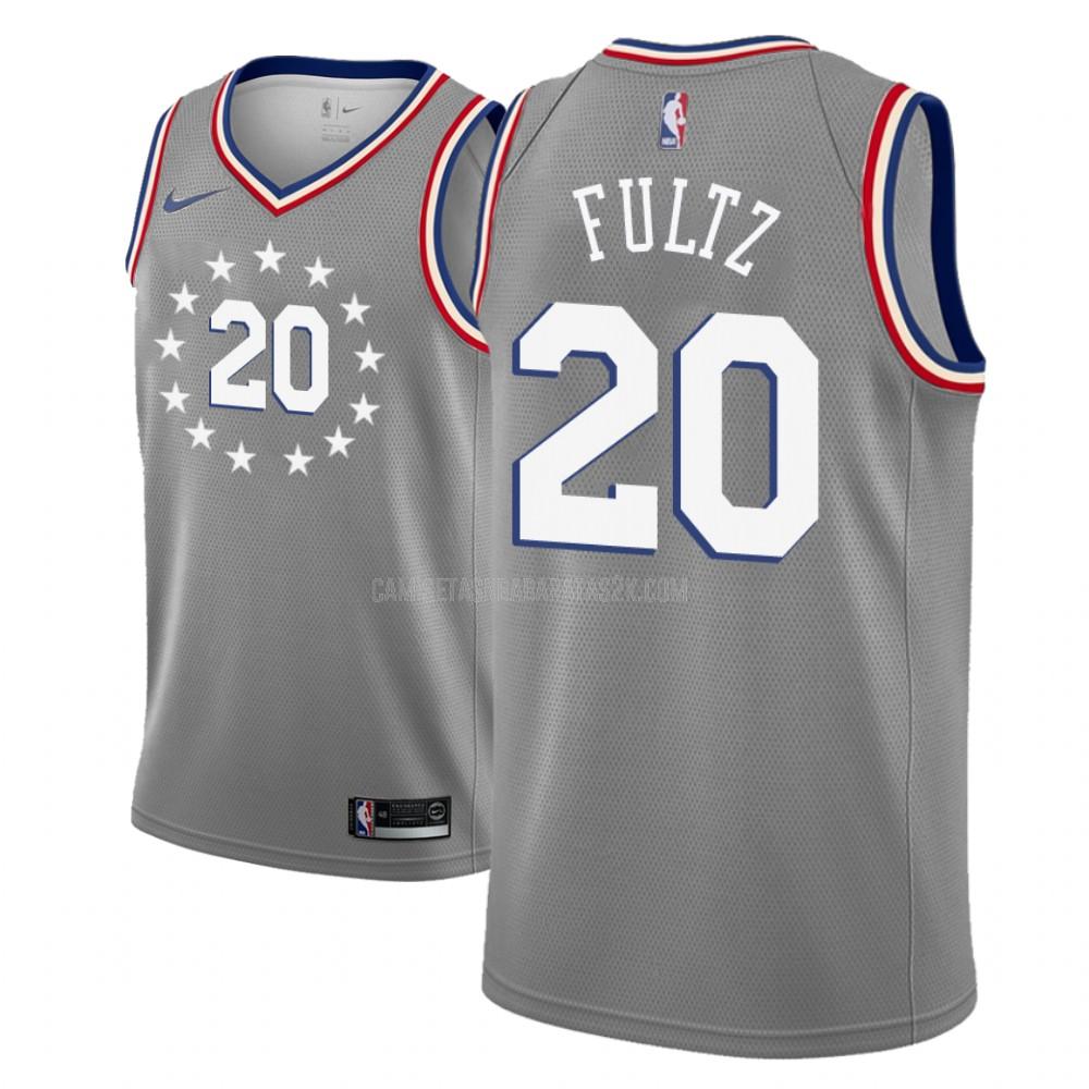camiseta philadelphia 76ers de la markelle fultz 20 hombres gris edición city