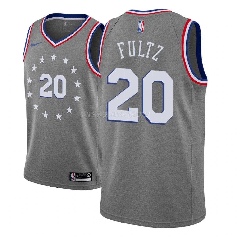 camiseta philadelphia 76ers de la markelle fultz 20 niños gris edición city