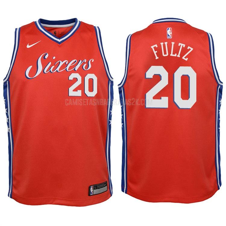 camiseta philadelphia 76ers de la markelle fultz 20 niños rojo statement 2017-18