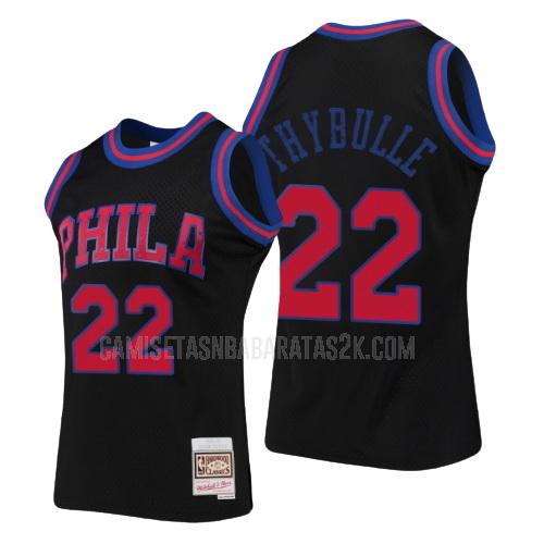 camiseta philadelphia 76ers de la matisse thybulle 22 hombres negro colección de anillos