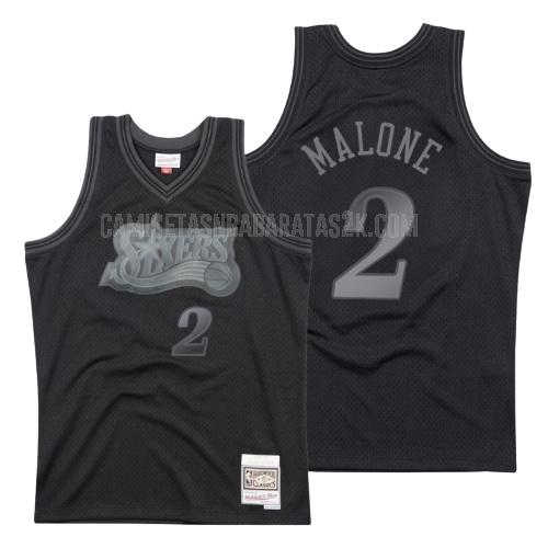 camiseta philadelphia 76ers de la moses malone 2 hombres negro hardwood classics