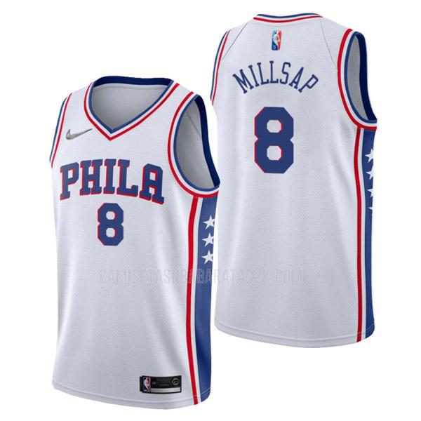 camiseta philadelphia 76ers de la paul millsap 8 hombres blanco association edition 2022