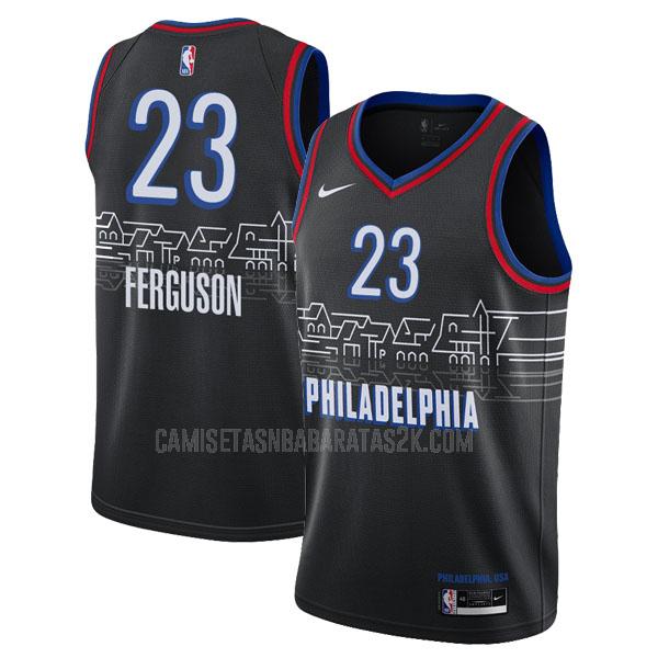camiseta philadelphia 76ers de la terrance ferguson 23 hombres negro city edition 2020-21
