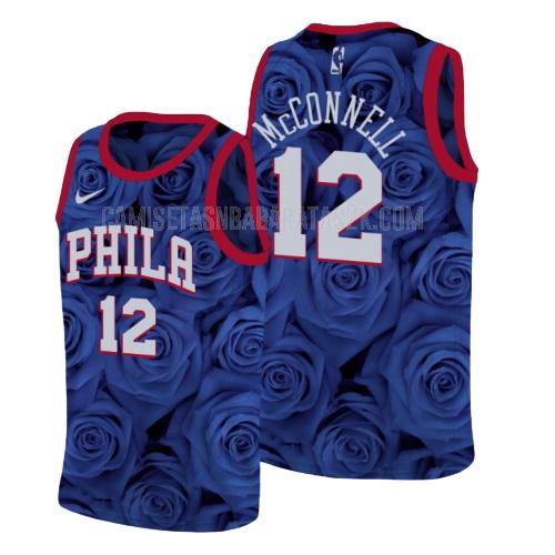 camiseta philadelphia 76ers de la tj mcconnell 12 hombres azul flor rosa