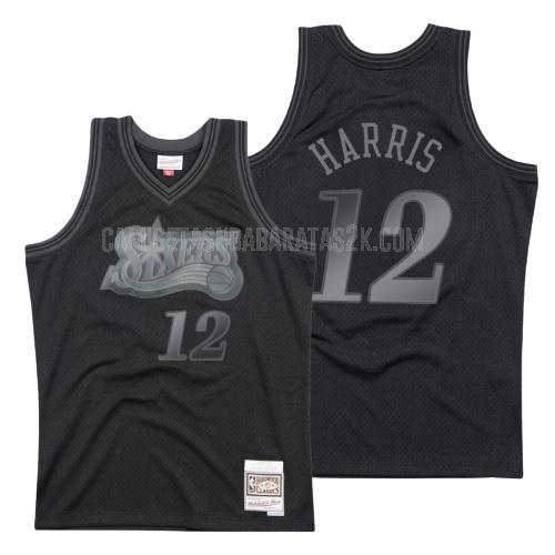 camiseta philadelphia 76ers de la tobias harris 12 hombres negro hardwood classics