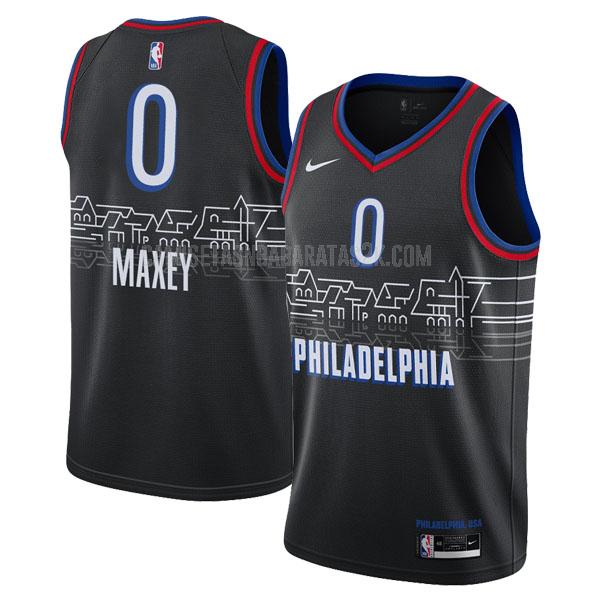 camiseta philadelphia 76ers de la tyrese maxey 0 hombres negro city edition 2020-21