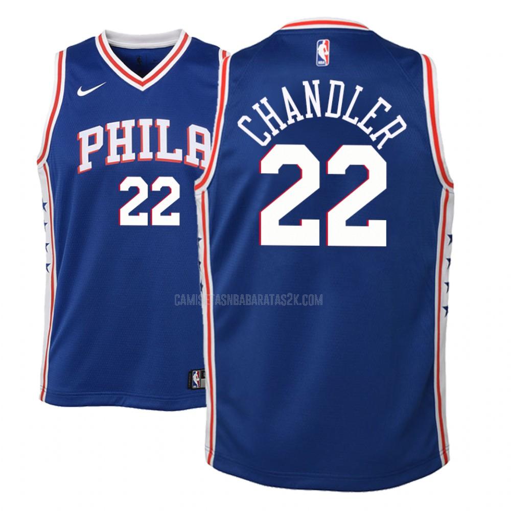 camiseta philadelphia 76ers de la wilson chandler 22 niños azul icon