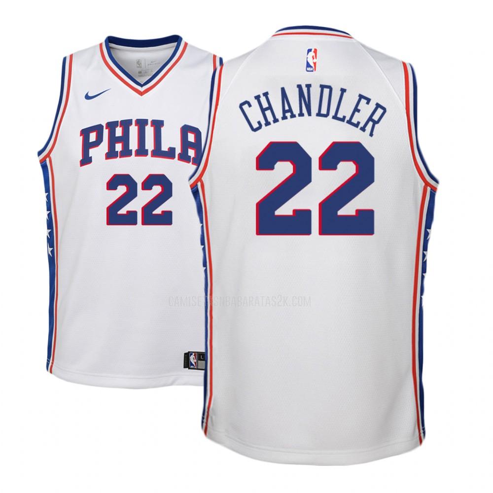 camiseta philadelphia 76ers de la wilson chandler 22 niños blanco association