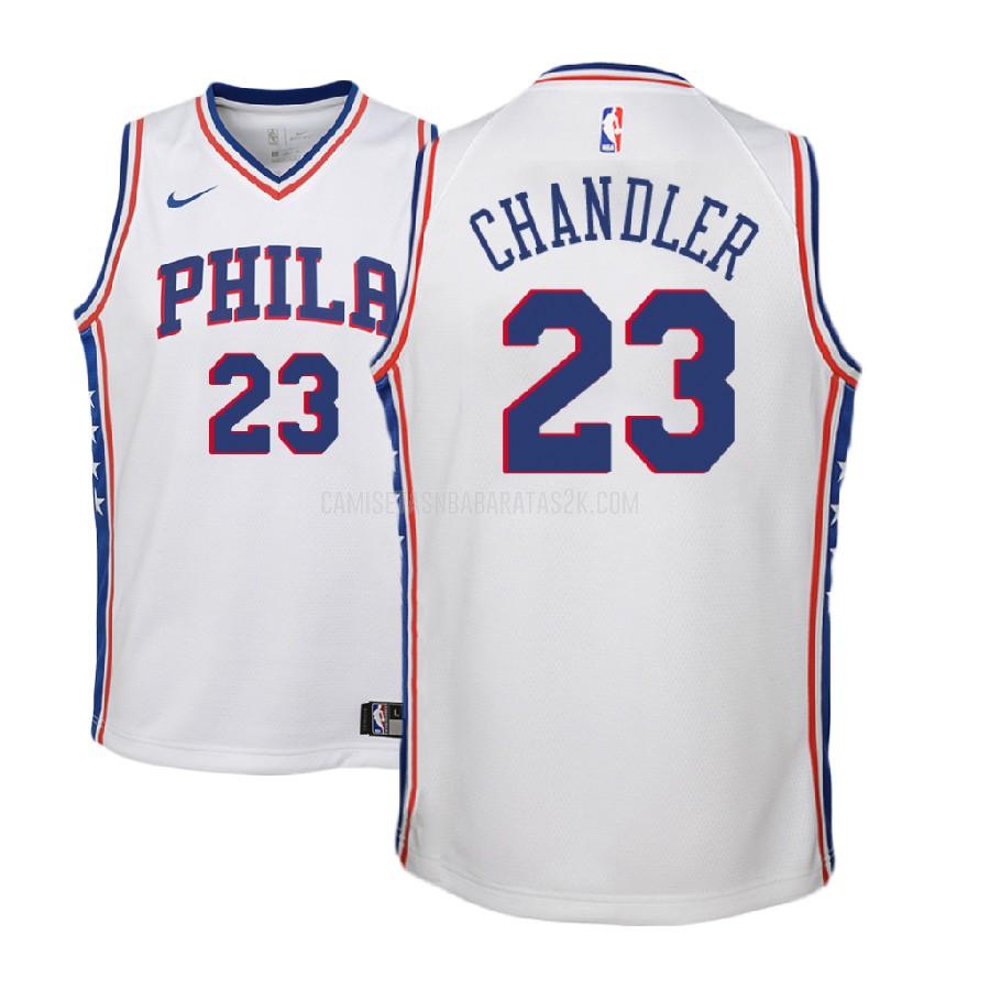 camiseta philadelphia 76ers de la wilson chandler 23 niños blanco association 2018-19