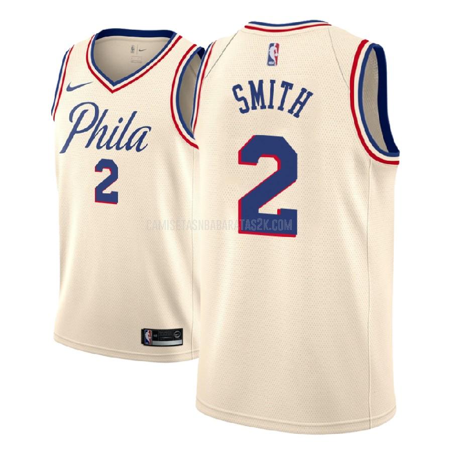 camiseta philadelphia 76ers de la zhaire smith 2 hombres color crema edición city 2018 nba draft
