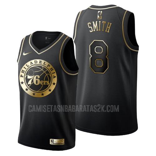camiseta philadelphia 76ers de la zhaire smith 8 hombres negro edición dorada