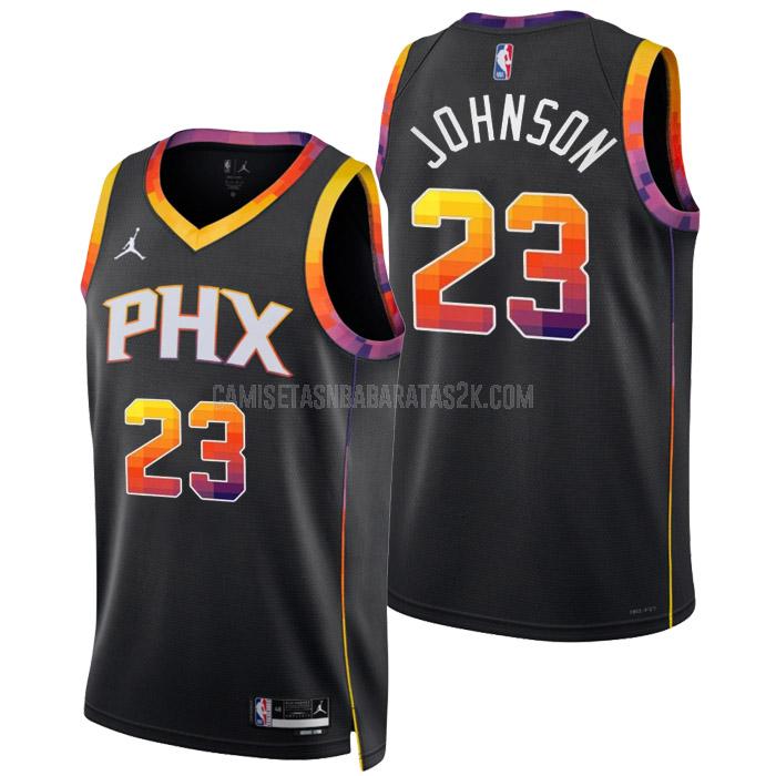 camiseta phoenix suns de la cameron johnson 23 hombres negro statement edition 2022-23