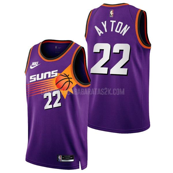 camiseta phoenix suns de la deandre ayton 22 hombres violeta classic edition 2022-23