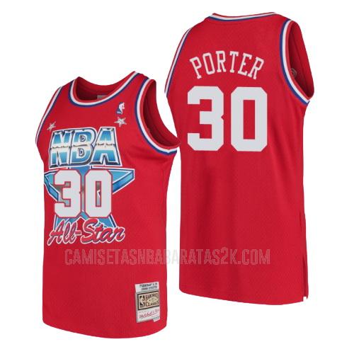 camiseta portland trail blazers de la terry porter 30 hombres rojo nba all-star 1991