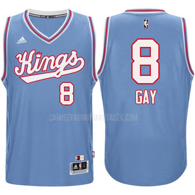 camiseta sacramento kings de la rudy gay 8 hombres azul hardwood classics