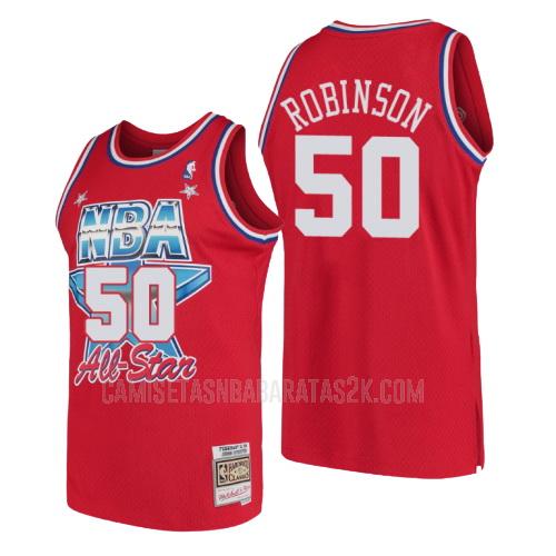 camiseta san antonio spurs de la david robinson 50 hombres rojo nba all-star 1991